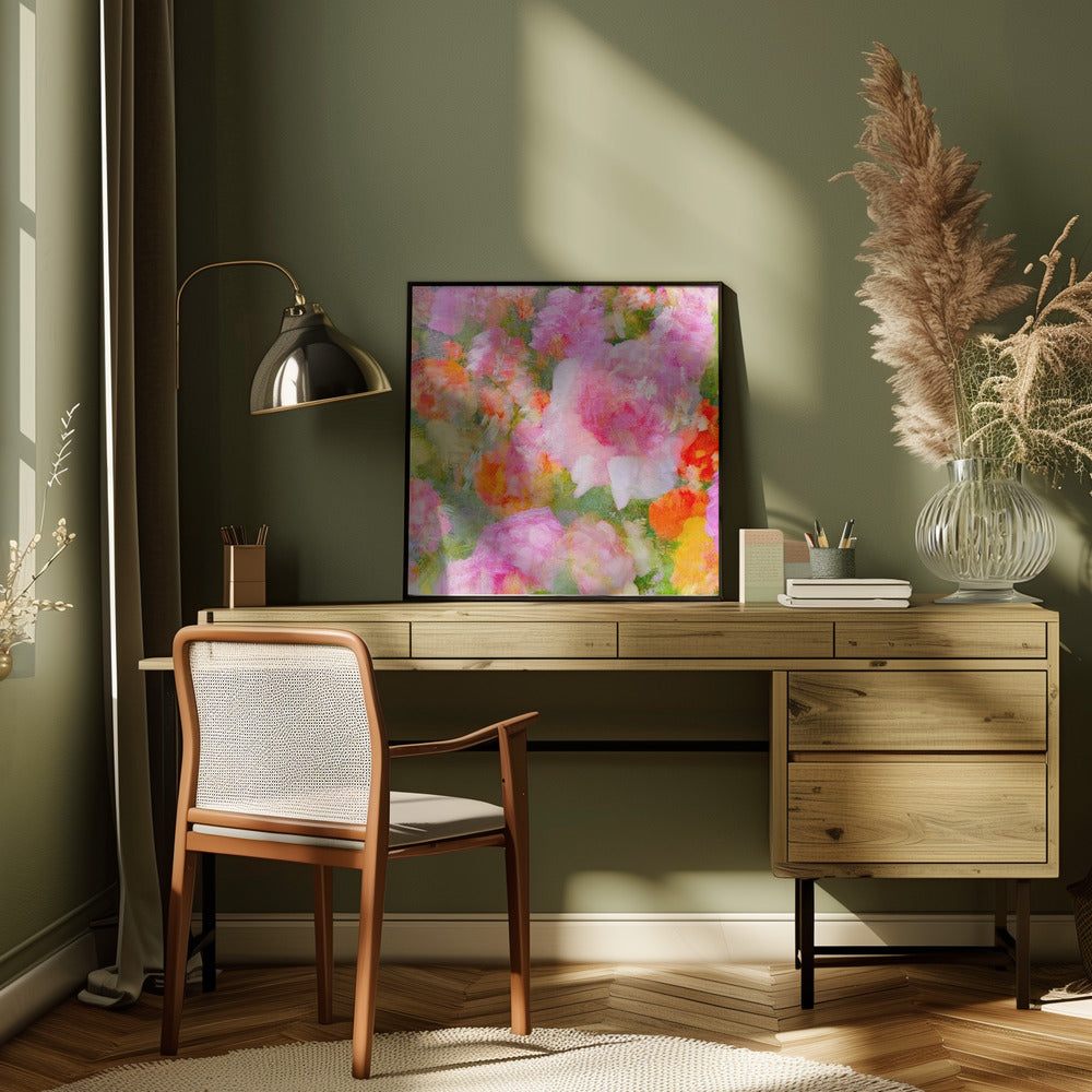 My Rose Garden Impression - Square Stretched Canvas, Poster or Fine Art Print I Heart Wall Art