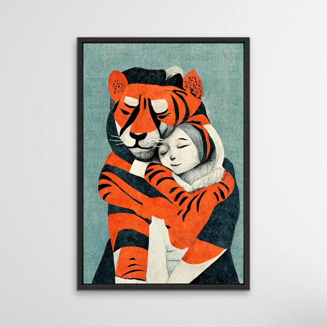 My Tiger And Me - Colourful Jungle Cheetah Illustration by TreeChild Available as a Canvas or Paper Print I Heart Wall Art Australia 
