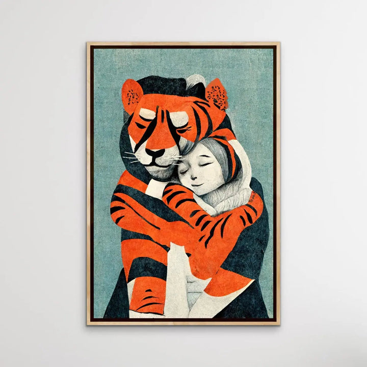 My Tiger And Me - Colourful Jungle Cheetah Illustration by TreeChild Available as a Canvas or Paper Print I Heart Wall Art Australia 
