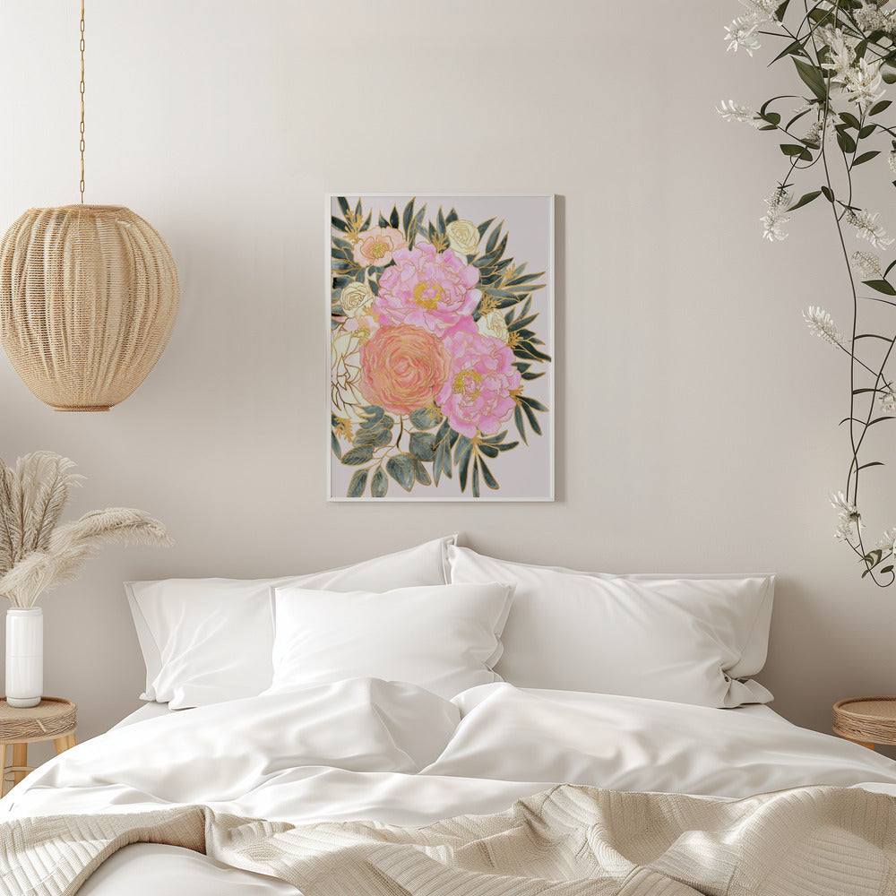 Nanette floral art in pastels - Stretched Canvas, Poster or Fine Art Print I Heart Wall Art