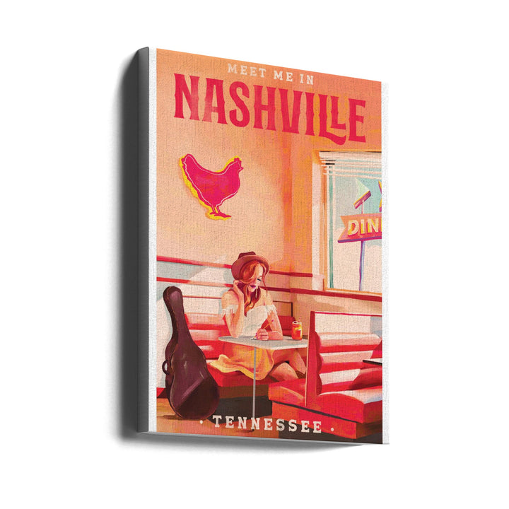 Nashville Tennessee Redhead Music Poster - Stretched Canvas, Poster or Fine Art Print I Heart Wall Art