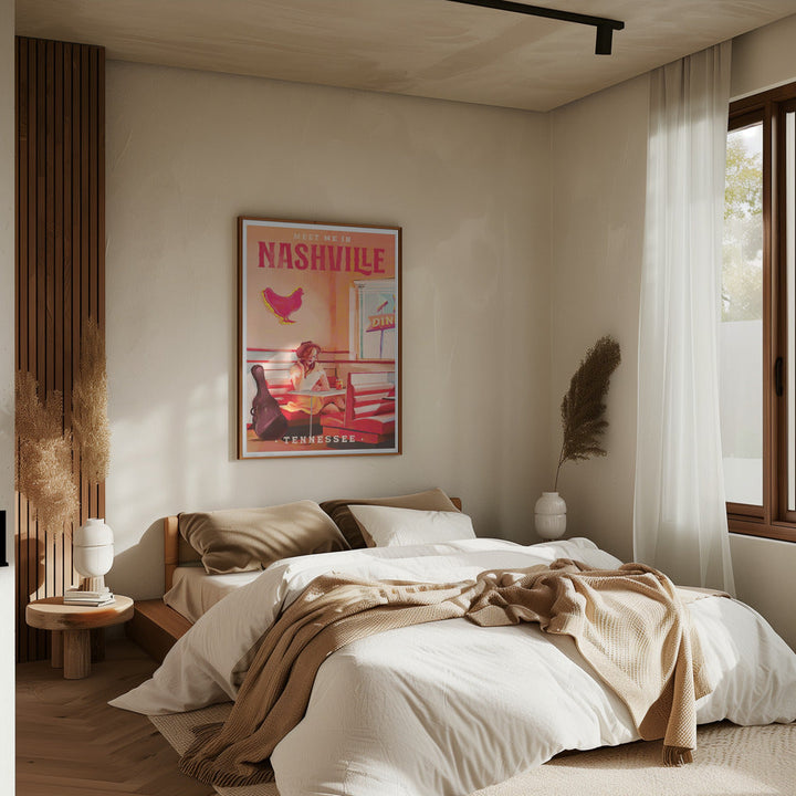 Nashville Tennessee Redhead Music Poster - Stretched Canvas, Poster or Fine Art Print I Heart Wall Art