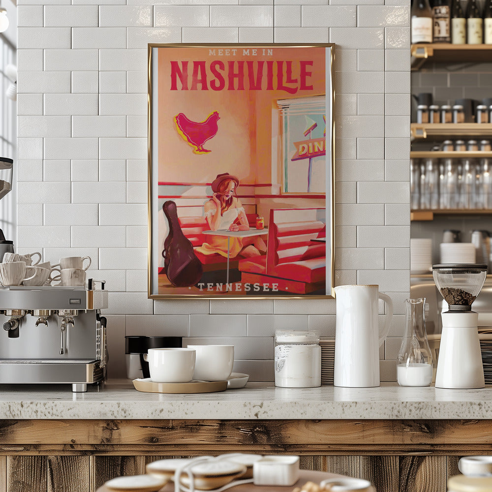 Nashville Tennessee Redhead Music Poster - Stretched Canvas, Poster or Fine Art Print I Heart Wall Art
