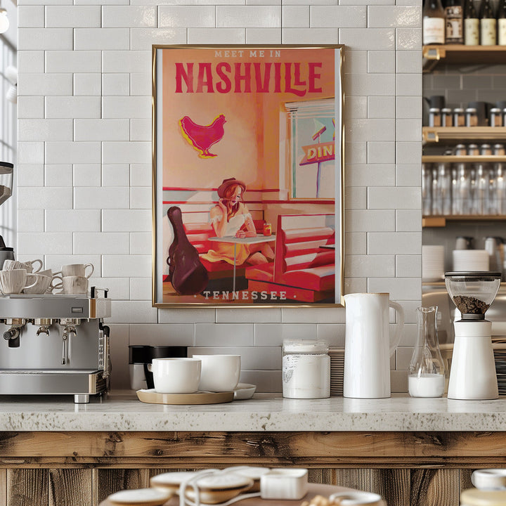 Nashville Tennessee Redhead Music Poster - Stretched Canvas, Poster or Fine Art Print I Heart Wall Art