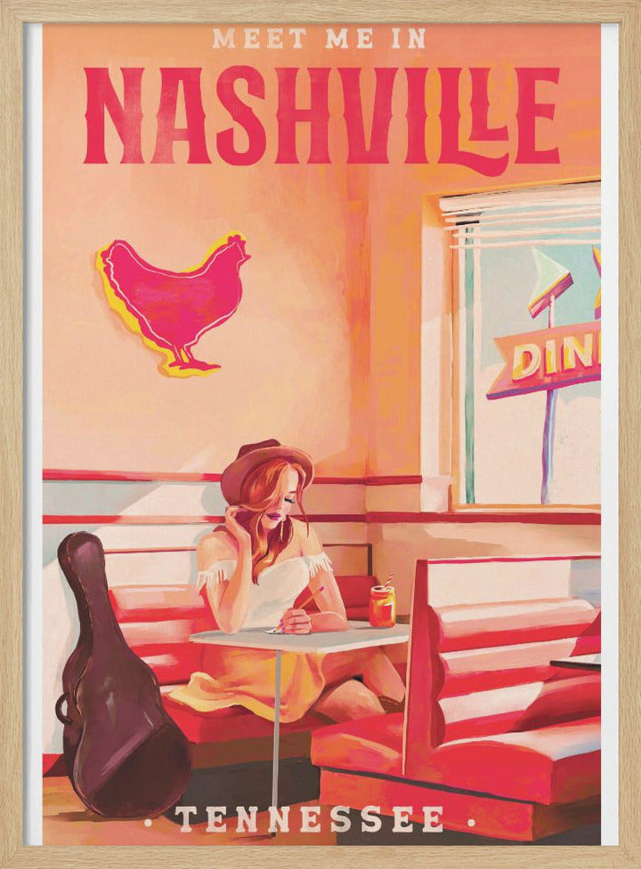 Nashville Tennessee Redhead Music Poster - Stretched Canvas, Poster or Fine Art Print I Heart Wall Art
