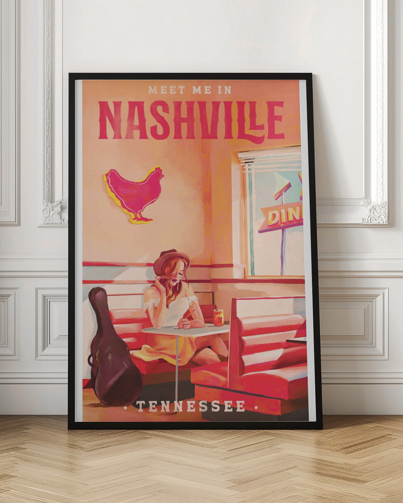 Nashville Tennessee Redhead Music Poster - Stretched Canvas, Poster or Fine Art Print I Heart Wall Art