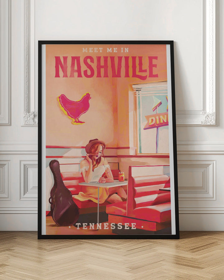 Nashville Tennessee Redhead Music Poster - Stretched Canvas, Poster or Fine Art Print I Heart Wall Art