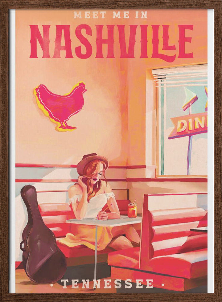 Nashville Tennessee Redhead Music Poster - Stretched Canvas, Poster or Fine Art Print I Heart Wall Art