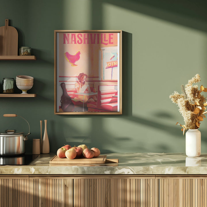 Nashville Tennessee Redhead Music Poster - Stretched Canvas, Poster or Fine Art Print I Heart Wall Art