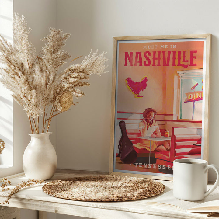 Nashville Tennessee Redhead Music Poster - Stretched Canvas, Poster or Fine Art Print I Heart Wall Art