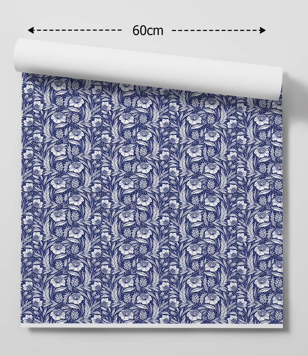 Navy Flora - Traditional Blue Floral Peel &amp; Stick Removable Wallpaper I Heart Wall Art Australia