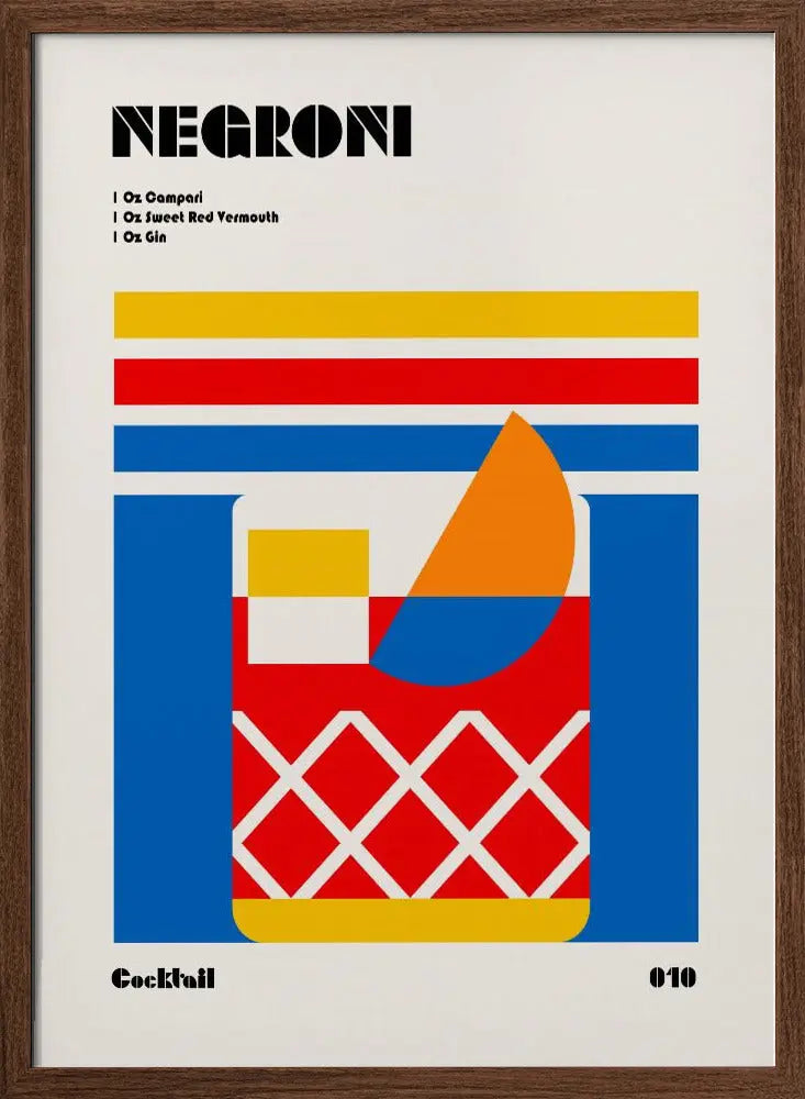 Negroni Bauhaus Cocktail - Stretched Canvas, Poster or Fine Art Print I Heart Wall Art
