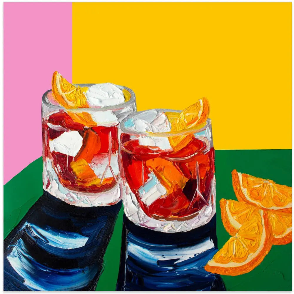 Negronis No1 - Square Stretched Canvas, Poster or Fine Art Print I Heart Wall Art