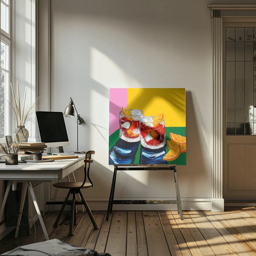 Negronis No1 - Square Stretched Canvas, Poster or Fine Art Print I Heart Wall Art