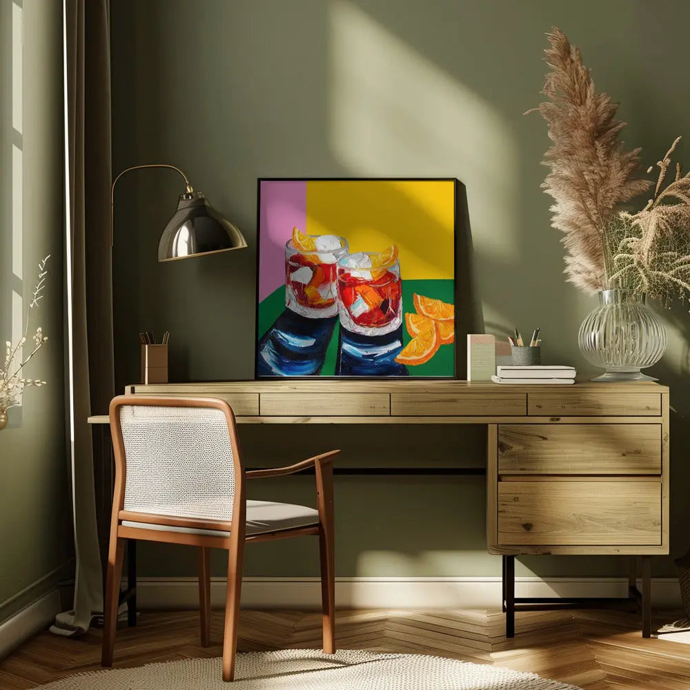 Negronis No1 - Square Stretched Canvas, Poster or Fine Art Print I Heart Wall Art