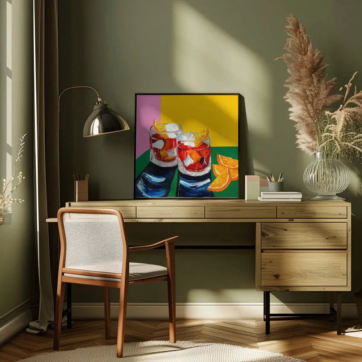 Negronis No1 - Square Stretched Canvas, Poster or Fine Art Print I Heart Wall Art