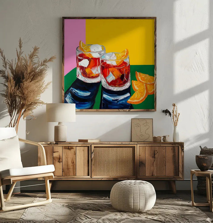 Negronis No1 - Square Stretched Canvas, Poster or Fine Art Print I Heart Wall Art