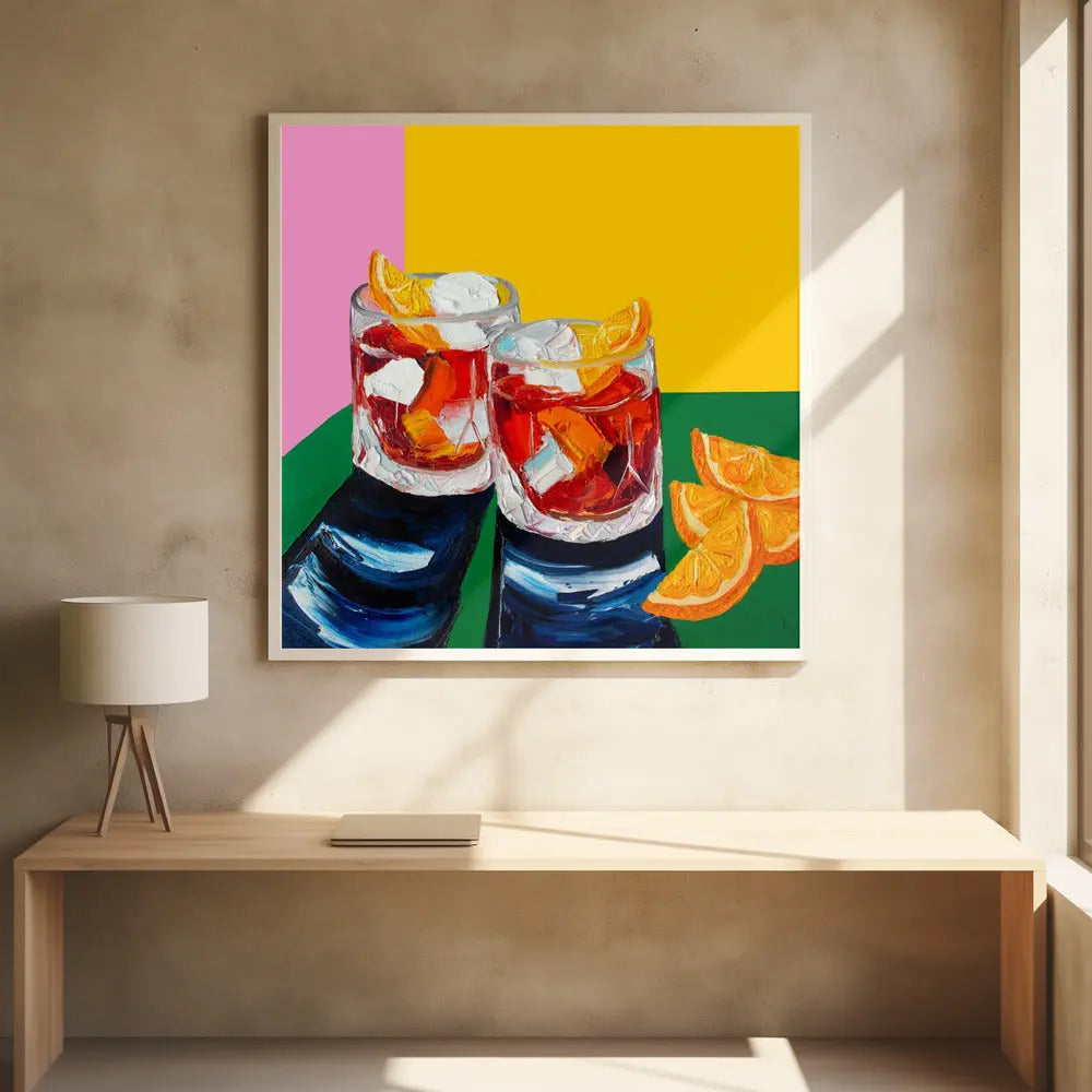 Negronis No1 - Square Stretched Canvas, Poster or Fine Art Print I Heart Wall Art