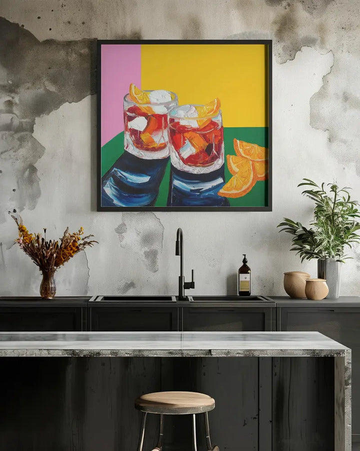 Negronis No1 - Square Stretched Canvas, Poster or Fine Art Print I Heart Wall Art