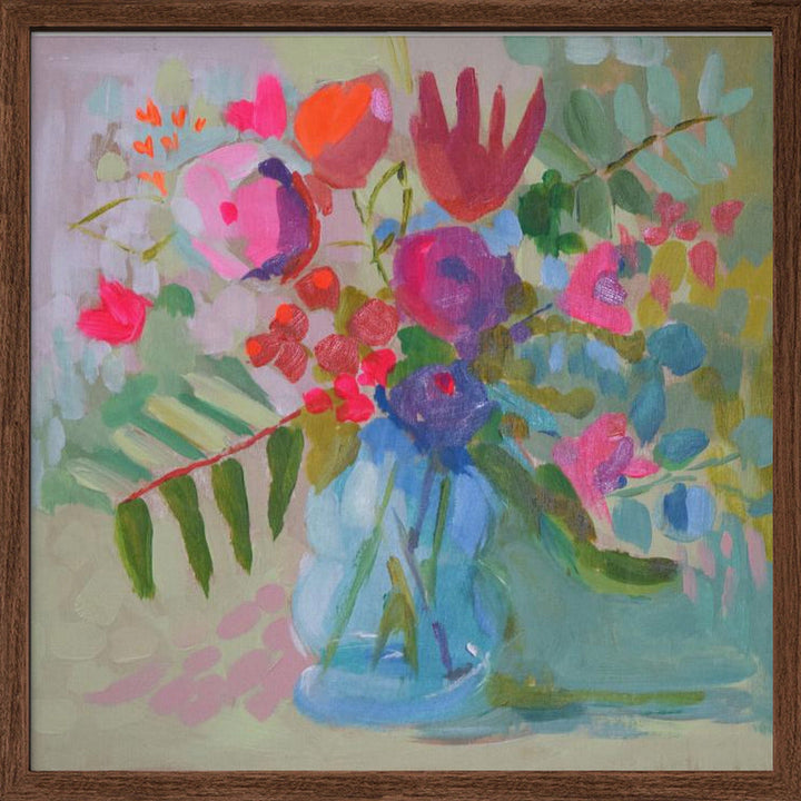Neon Floral - Square Stretched Canvas, Poster or Fine Art Print I Heart Wall Art