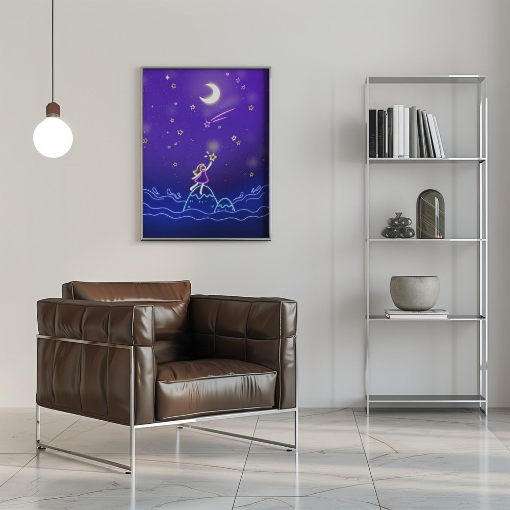 Neon Glow Girl - Stretched Canvas, Poster or Fine Art Print I Heart Wall Art