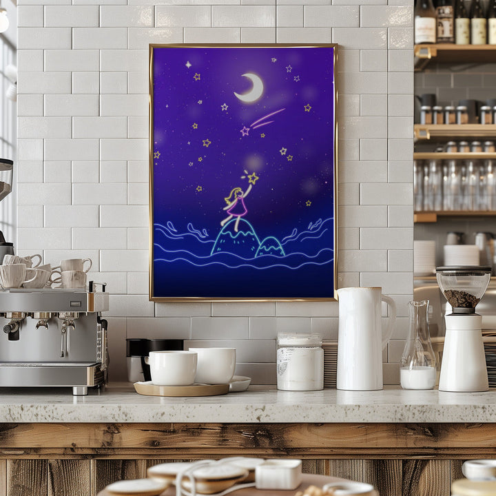 Neon Glow Girl - Stretched Canvas, Poster or Fine Art Print I Heart Wall Art
