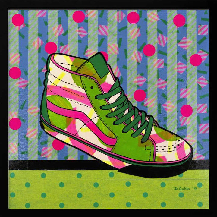 Neon High - Top Sneaker - Square Stretched Canvas, Poster or Fine Art Print - I Heart Wall Art - Poster Print, Canvas Print or Framed Art Print