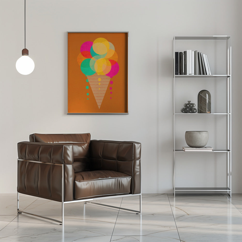 Neon Ice Cream - Stretched Canvas, Poster or Fine Art Print I Heart Wall Art