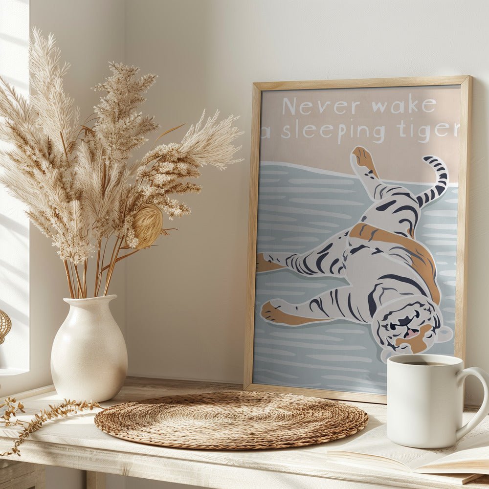 Never wake a sleeping tiger - Stretched Canvas, Poster or Fine Art Print - I Heart Wall Art - Poster Print, Canvas Print or Framed Art Print