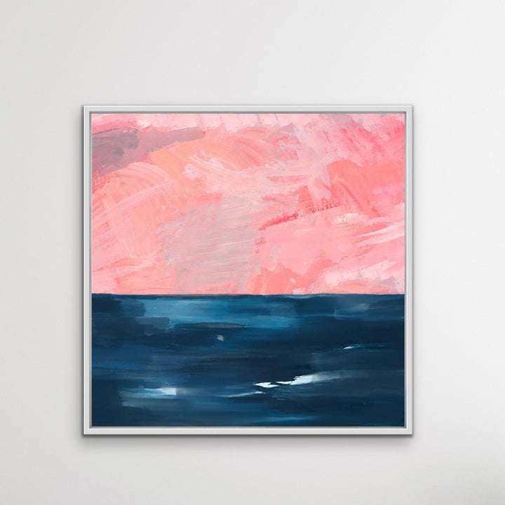 New Horizons - Abstract Pink and Blue Ocean Canvas Art Print - I Heart Wall Art