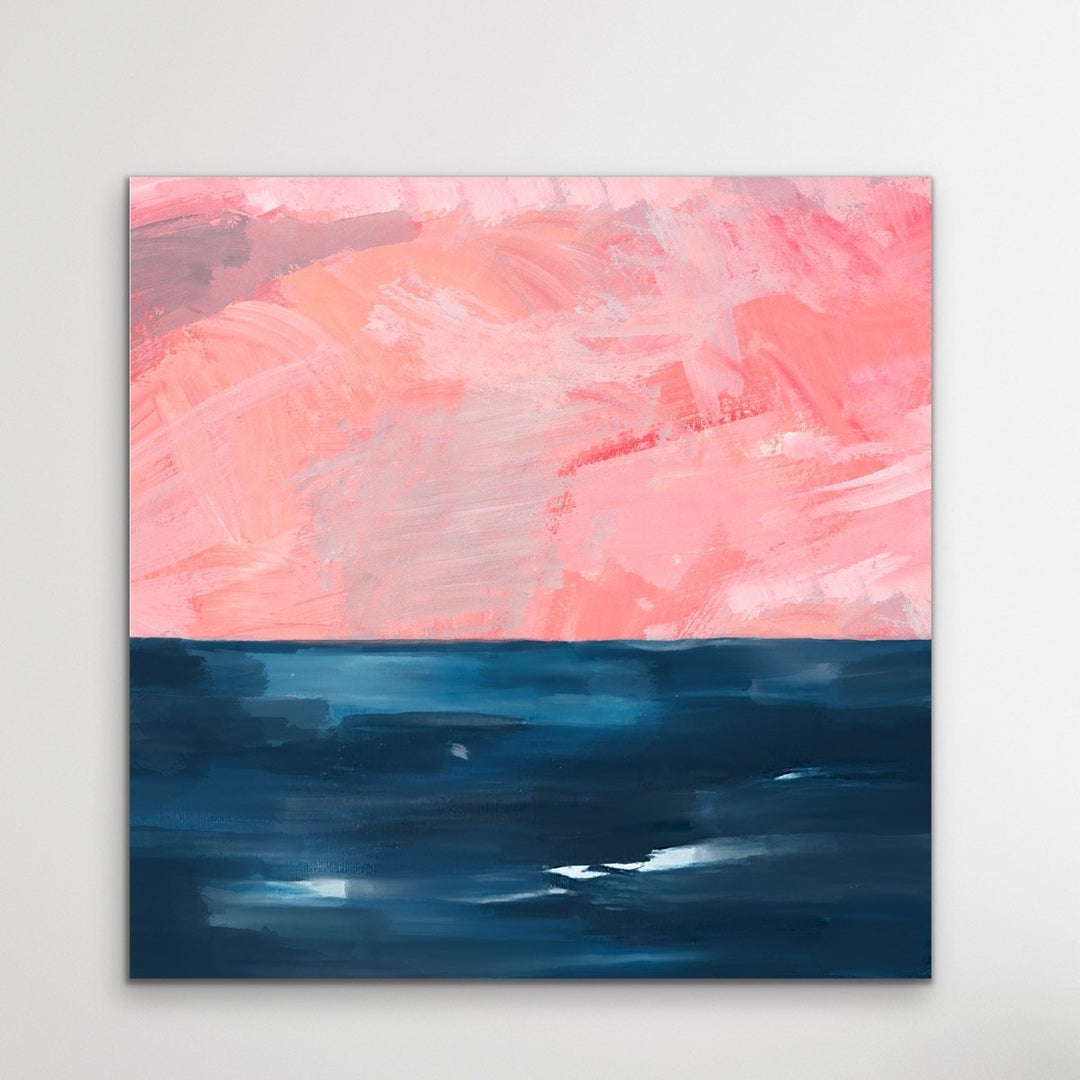 New Horizons - Abstract Pink and Blue Ocean Canvas Art Print - I Heart Wall Art