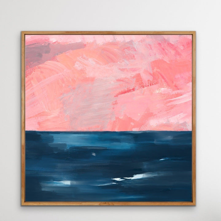 New Horizons - Abstract Pink and Blue Ocean Canvas Art Print - I Heart Wall Art
