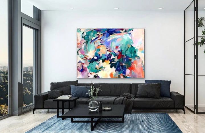 New Years Eve - Colourful Abstract Pink Blue Artwork Canvas Print by Edie Fogarty - I Heart Wall Art