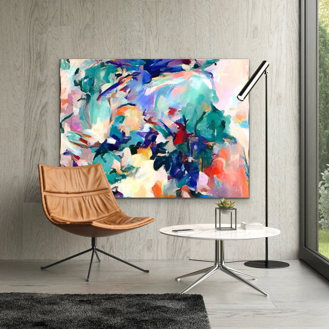 New Years Eve - Colourful Abstract Pink Blue Artwork Canvas Print by Edie Fogarty - I Heart Wall Art