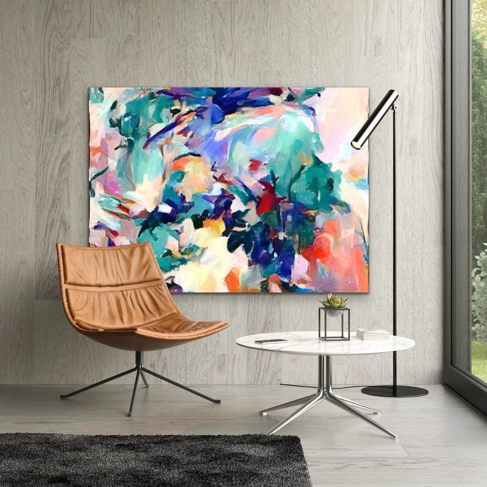 New Years Eve - Colourful Abstract Pink Blue Artwork Canvas Print by Edie Fogarty - I Heart Wall Art