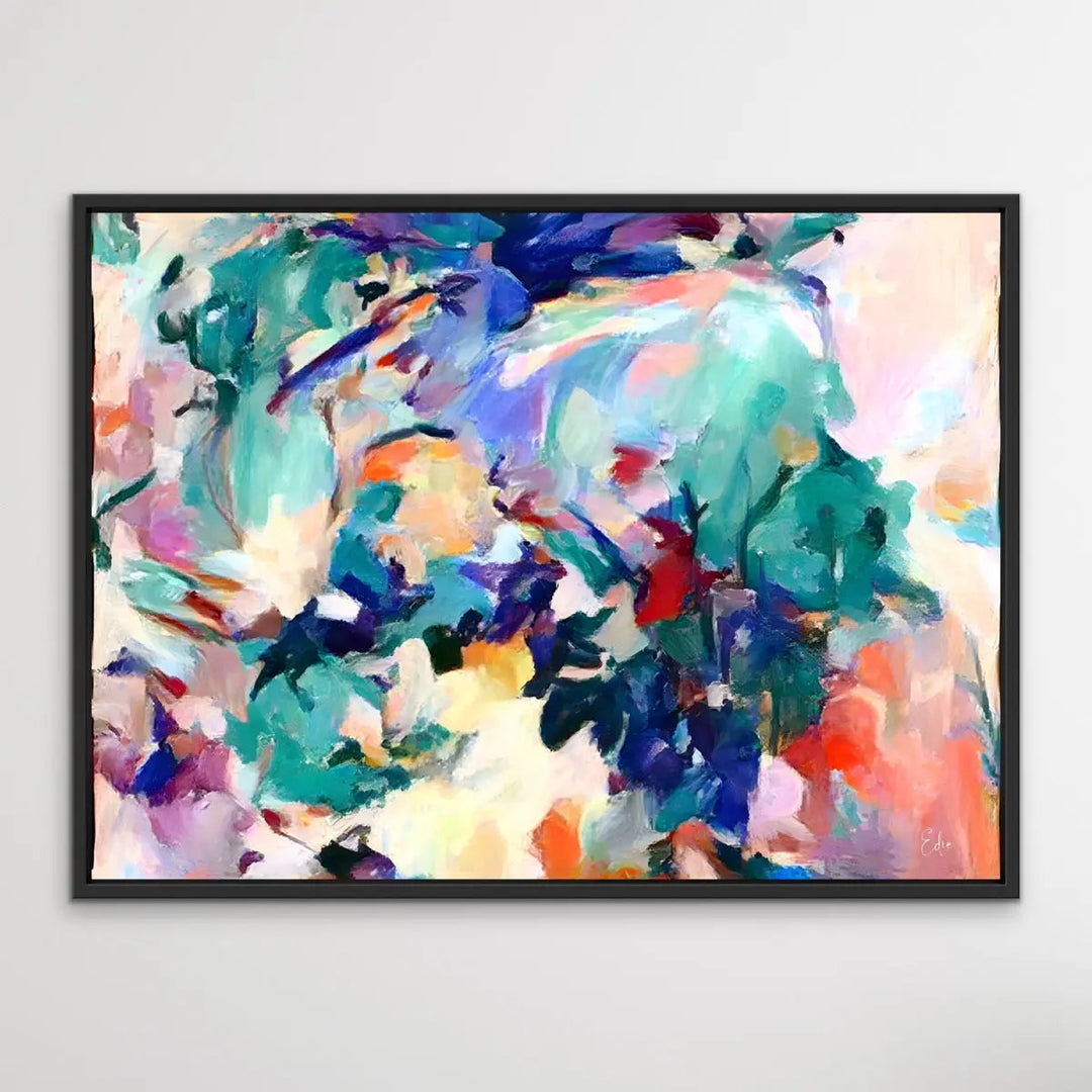 New Years Eve - Colourful Abstract Pink Blue Artwork Canvas Print by Edie Fogarty - I Heart Wall Art