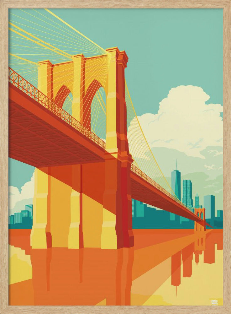 New York Brooklyn Bridge - Stretched Canvas, Poster or Fine Art Print I Heart Wall Art