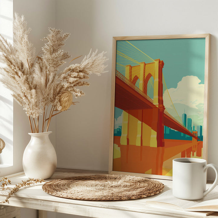 New York Brooklyn Bridge - Stretched Canvas, Poster or Fine Art Print I Heart Wall Art
