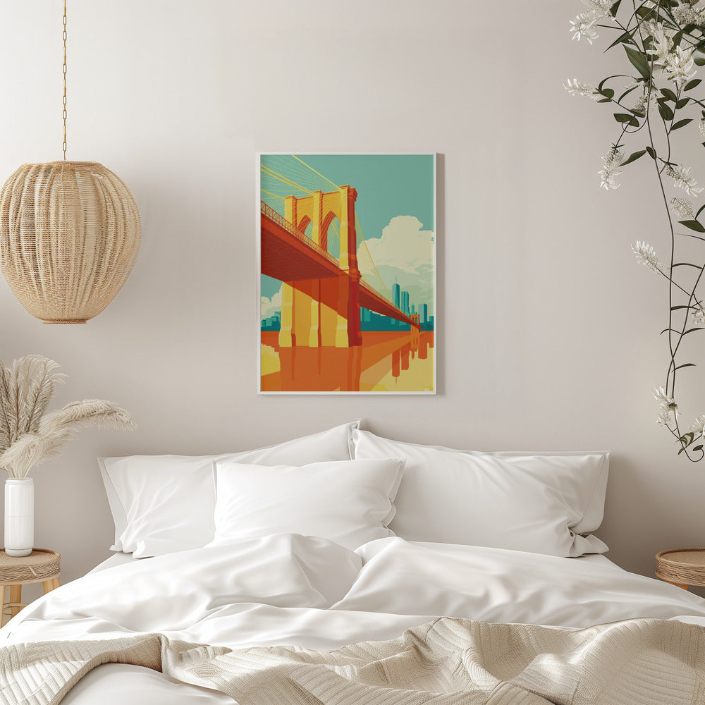 New York Brooklyn Bridge - Stretched Canvas, Poster or Fine Art Print I Heart Wall Art