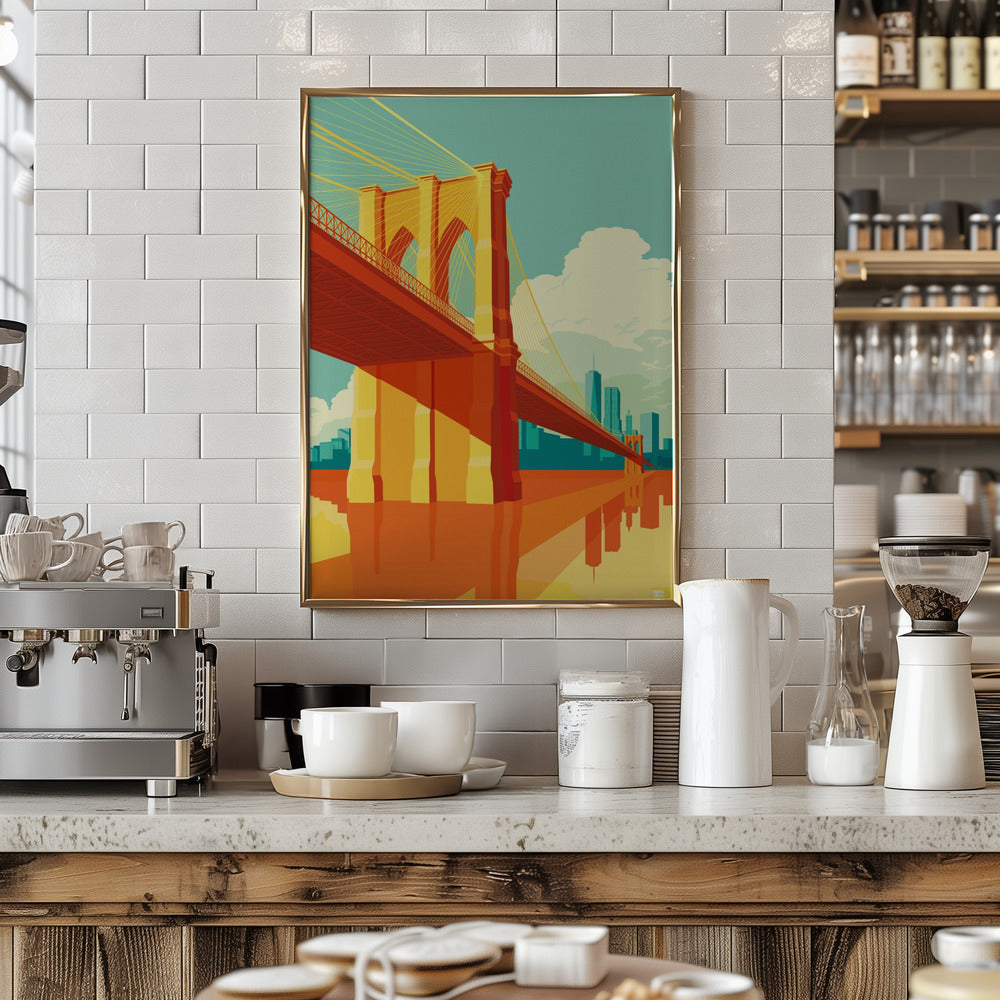 New York Brooklyn Bridge - Stretched Canvas, Poster or Fine Art Print I Heart Wall Art