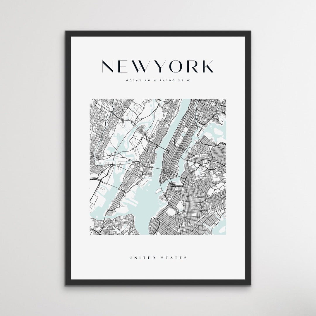 New York City Map - Square City Map Stretched Canvas or Wall Art Print - I Heart Wall Art - Poster Print, Canvas Print or Framed Art Print