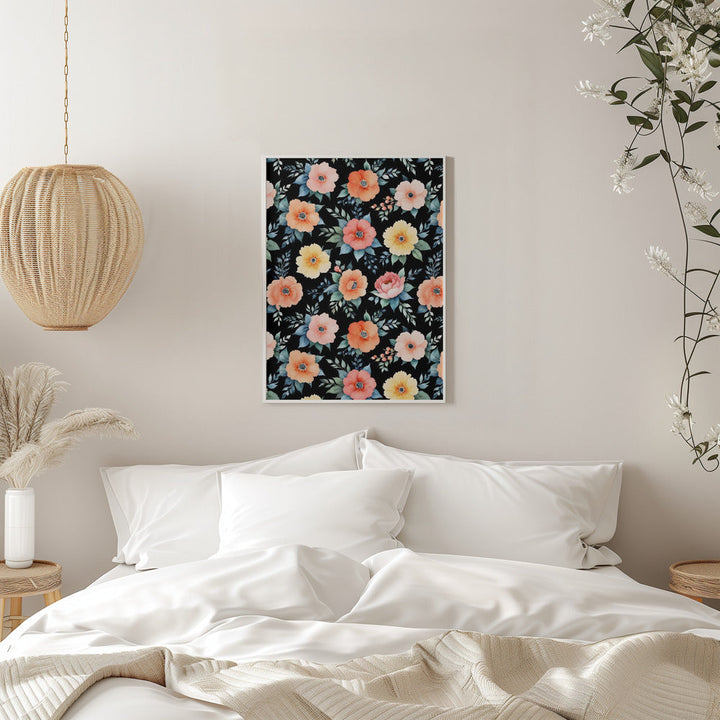 Nocturnal Bloomscape - Stretched Canvas, Poster or Fine Art Print I Heart Wall Art