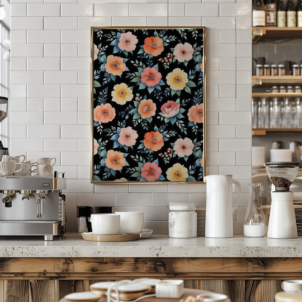Nocturnal Bloomscape - Stretched Canvas, Poster or Fine Art Print I Heart Wall Art