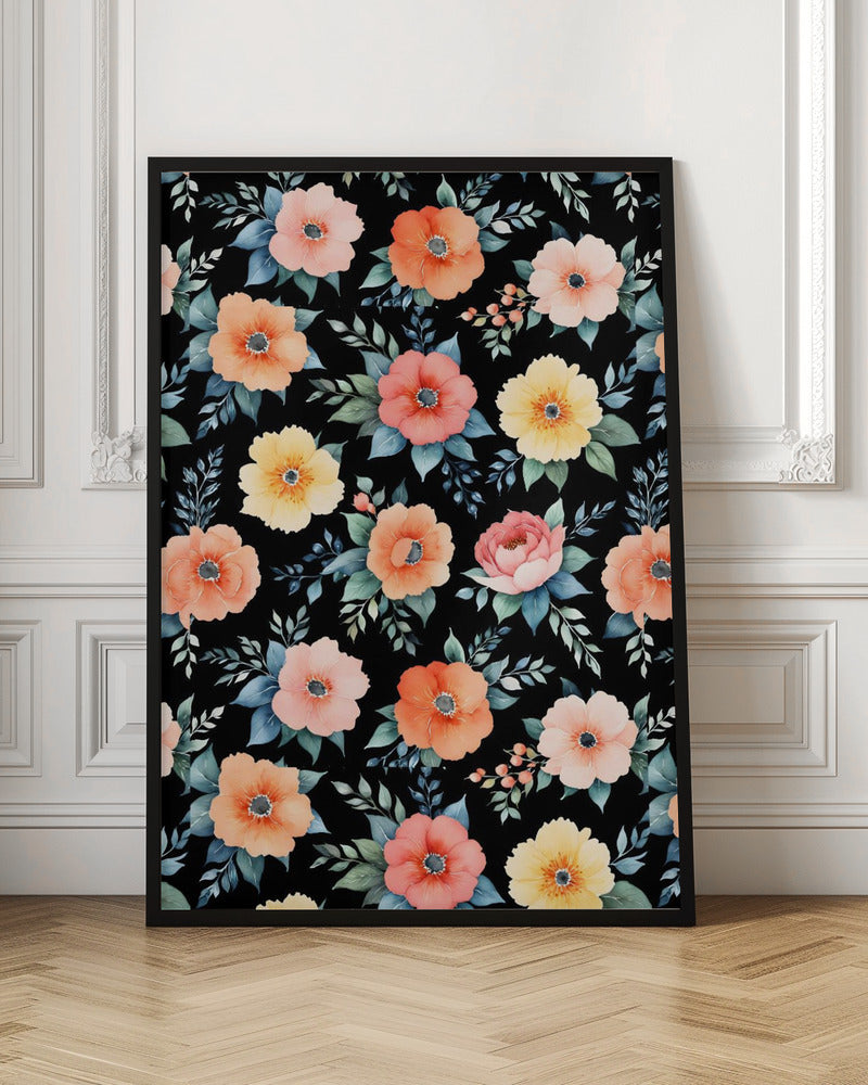 Nocturnal Bloomscape - Stretched Canvas, Poster or Fine Art Print I Heart Wall Art