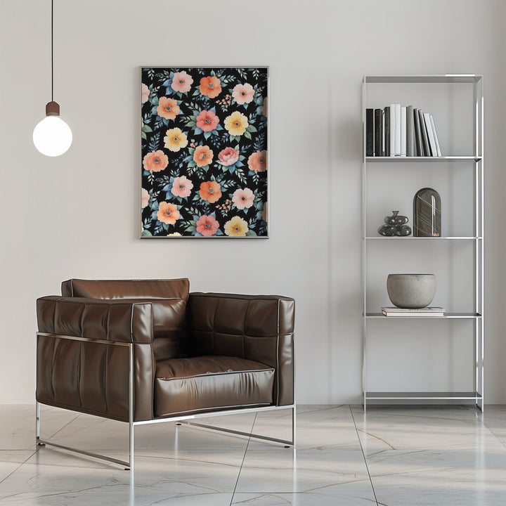 Nocturnal Bloomscape - Stretched Canvas, Poster or Fine Art Print I Heart Wall Art