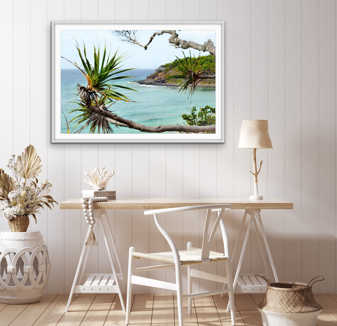 Noosa Beach - Pandanus and Ocean Sunshine Coast Photographic Art Print - I Heart Wall Art