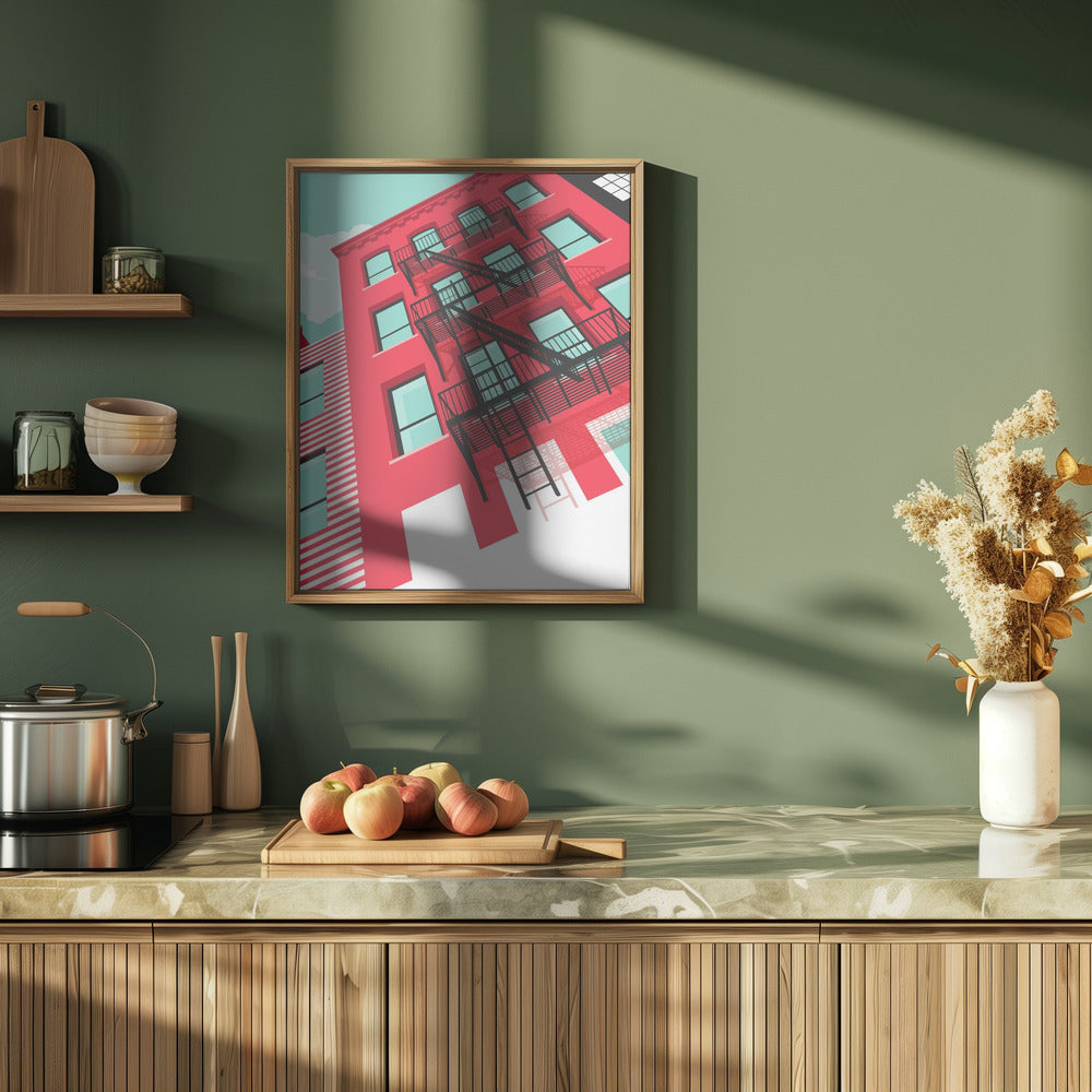 NYC Brooklyn Red - Stretched Canvas, Poster or Fine Art Print I Heart Wall Art