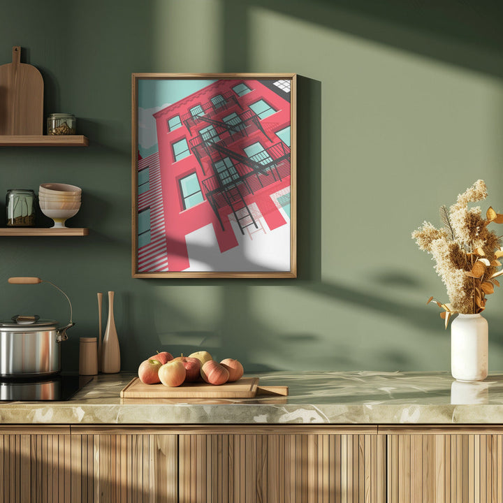 NYC Brooklyn Red - Stretched Canvas, Poster or Fine Art Print I Heart Wall Art