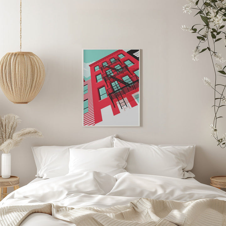 NYC Brooklyn Red - Stretched Canvas, Poster or Fine Art Print I Heart Wall Art