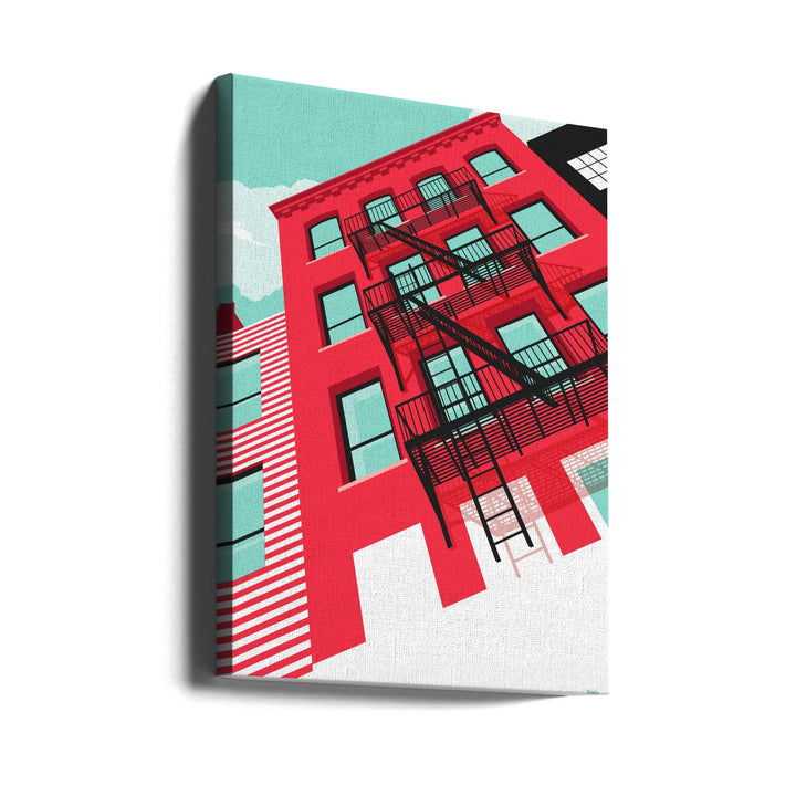 NYC Brooklyn Red - Stretched Canvas, Poster or Fine Art Print I Heart Wall Art